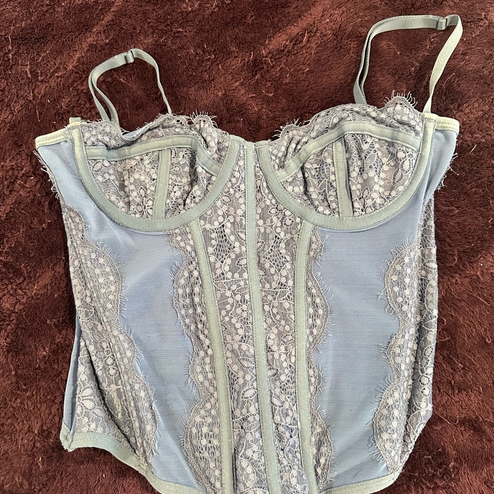 Urban Outfitters Lace Bustier Top in Light Blue and Purple